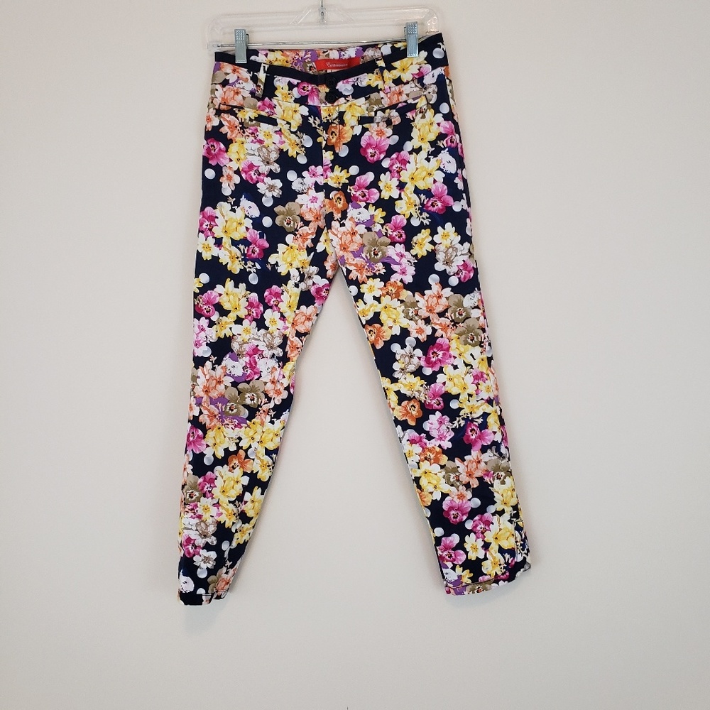 Anthropologie Cartonnier Floral Pant Size 2 Crop Navy Blue